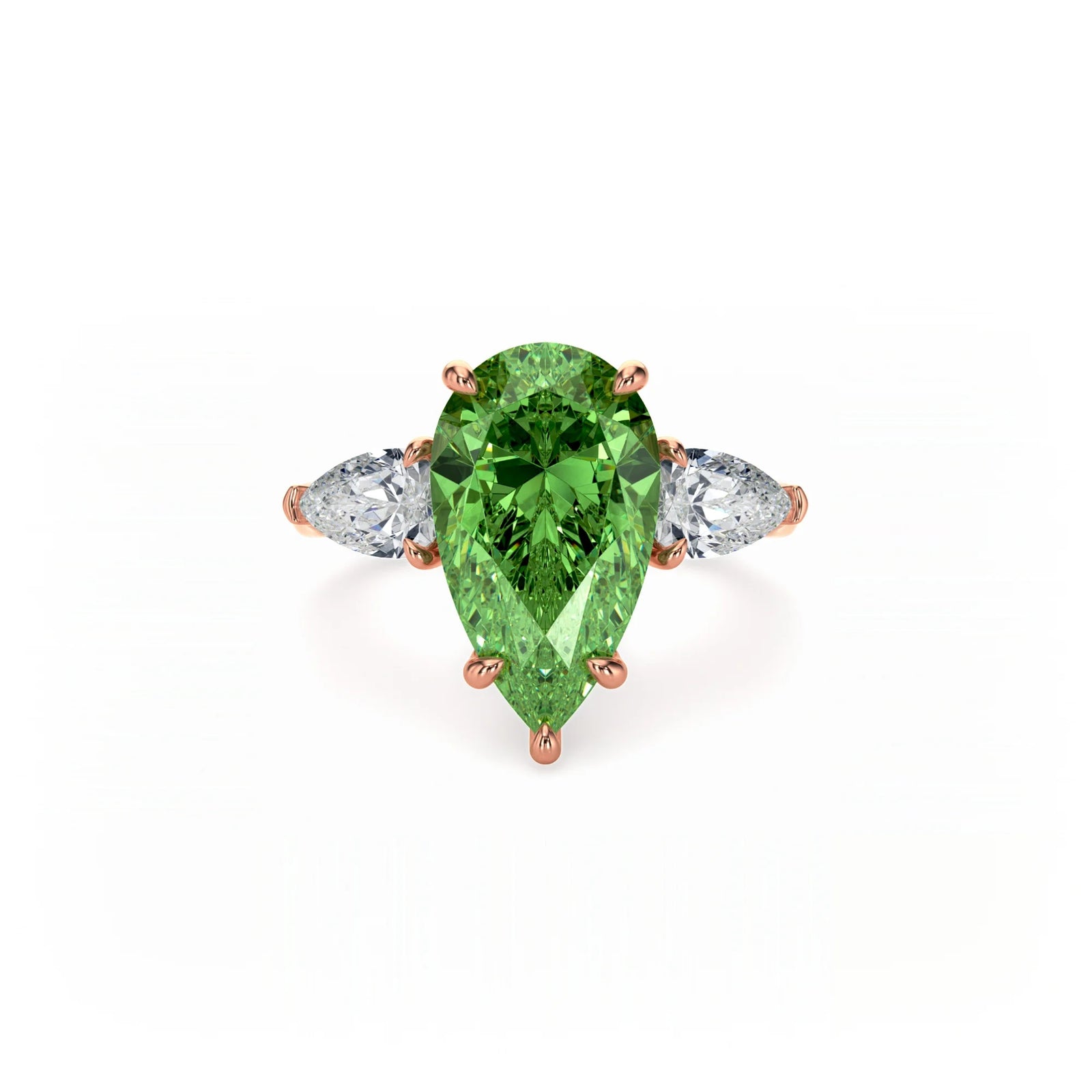 Aura Trilogy Pear Ring Green Diamond