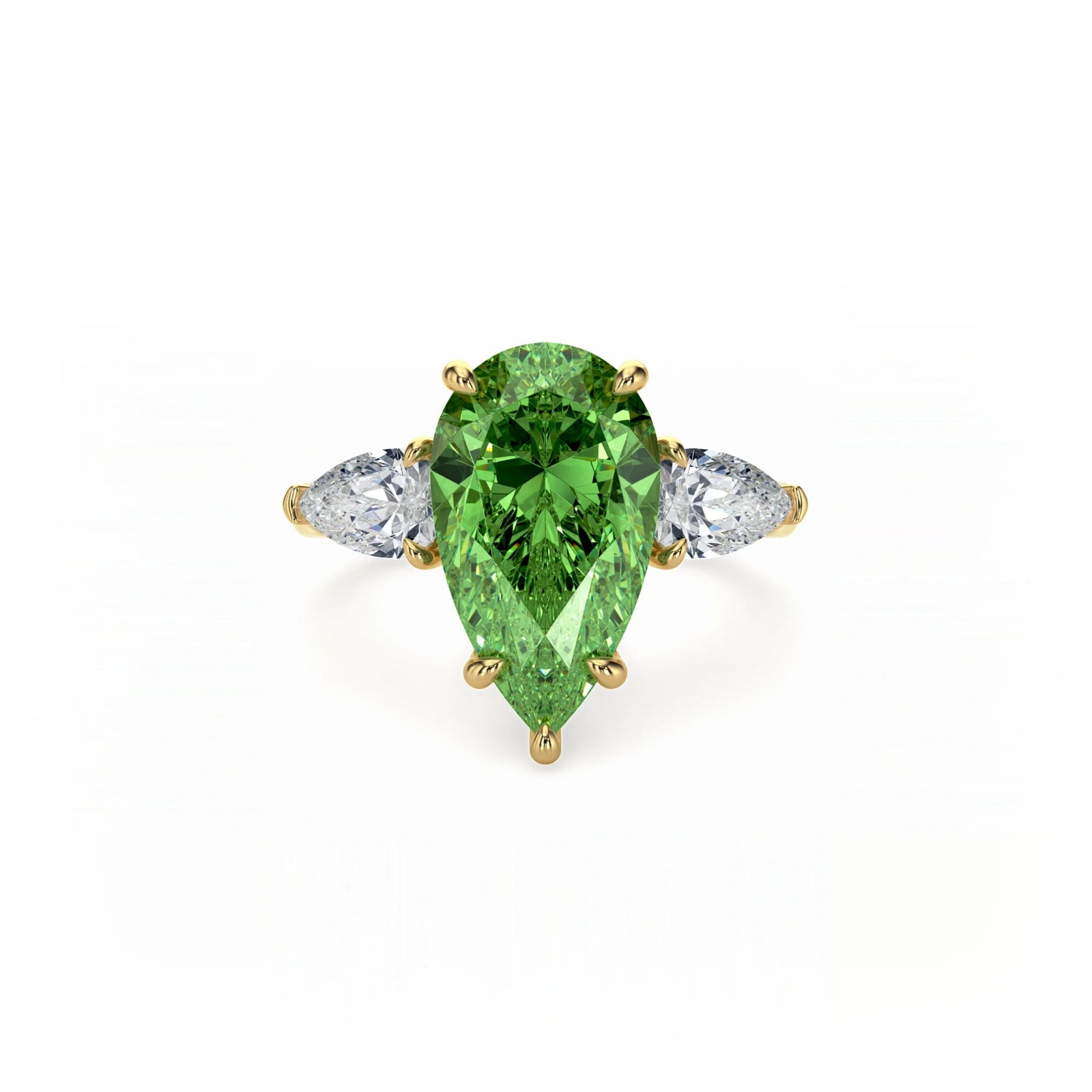 Aura Trilogy Pear Ring Green Diamond