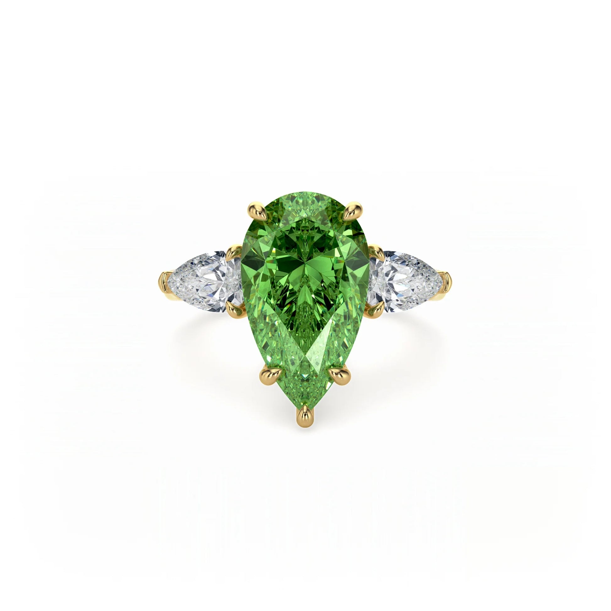 Aura Trilogy Pear Ring Green Diamond