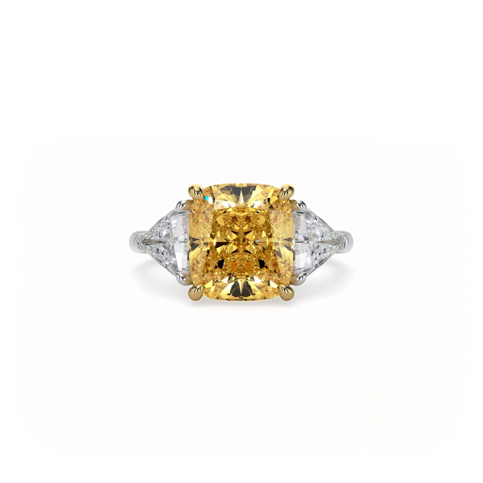 Aura Trilogy Cushion Ring Yellow Diamond
