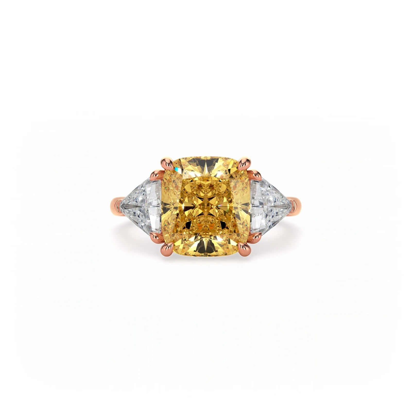 Aura Trilogy Cushion Ring Yellow Diamond