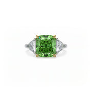 Aura Trilogy Cushion Ring Green Diamond