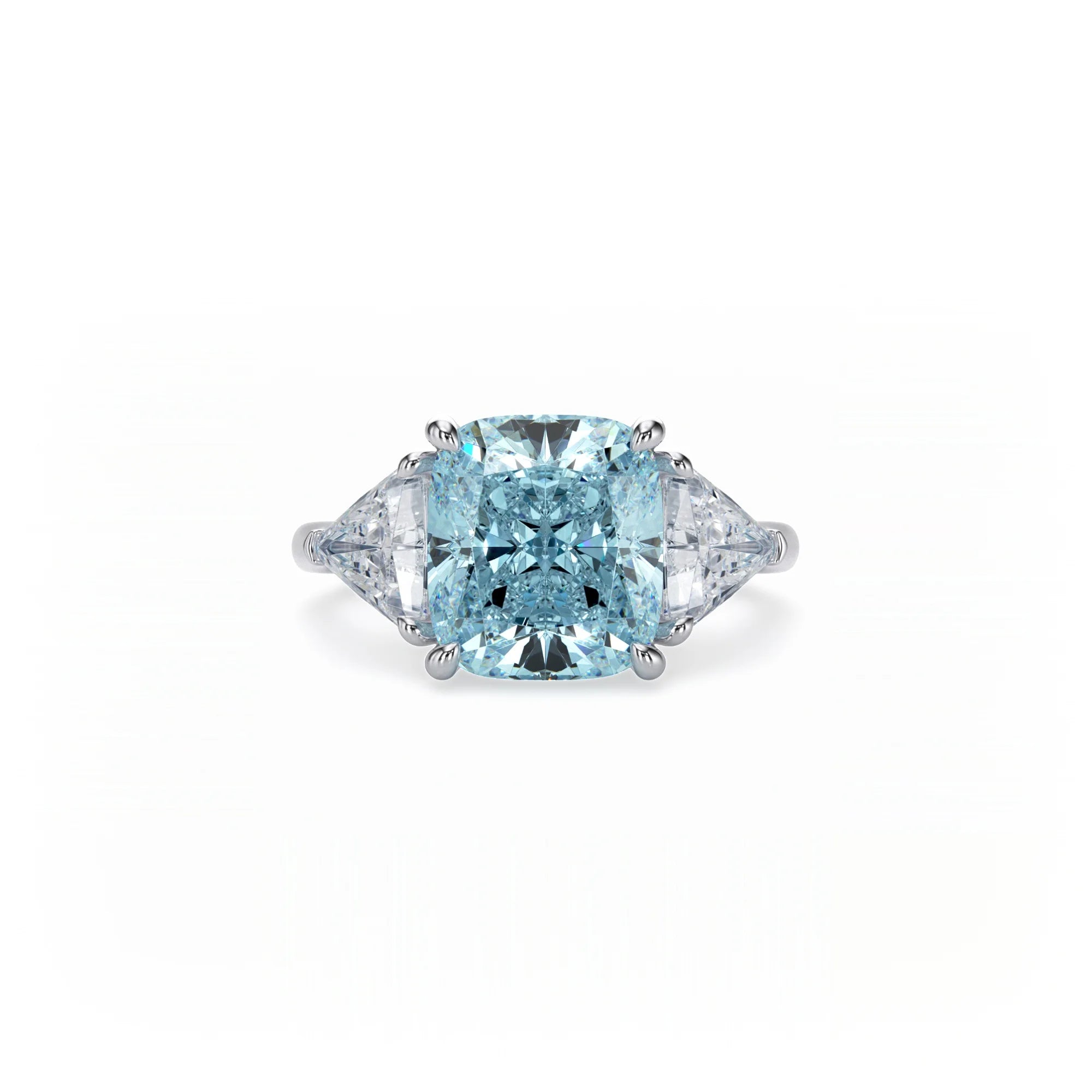 Aura Trilogy Cushion Ring Blue Diamond