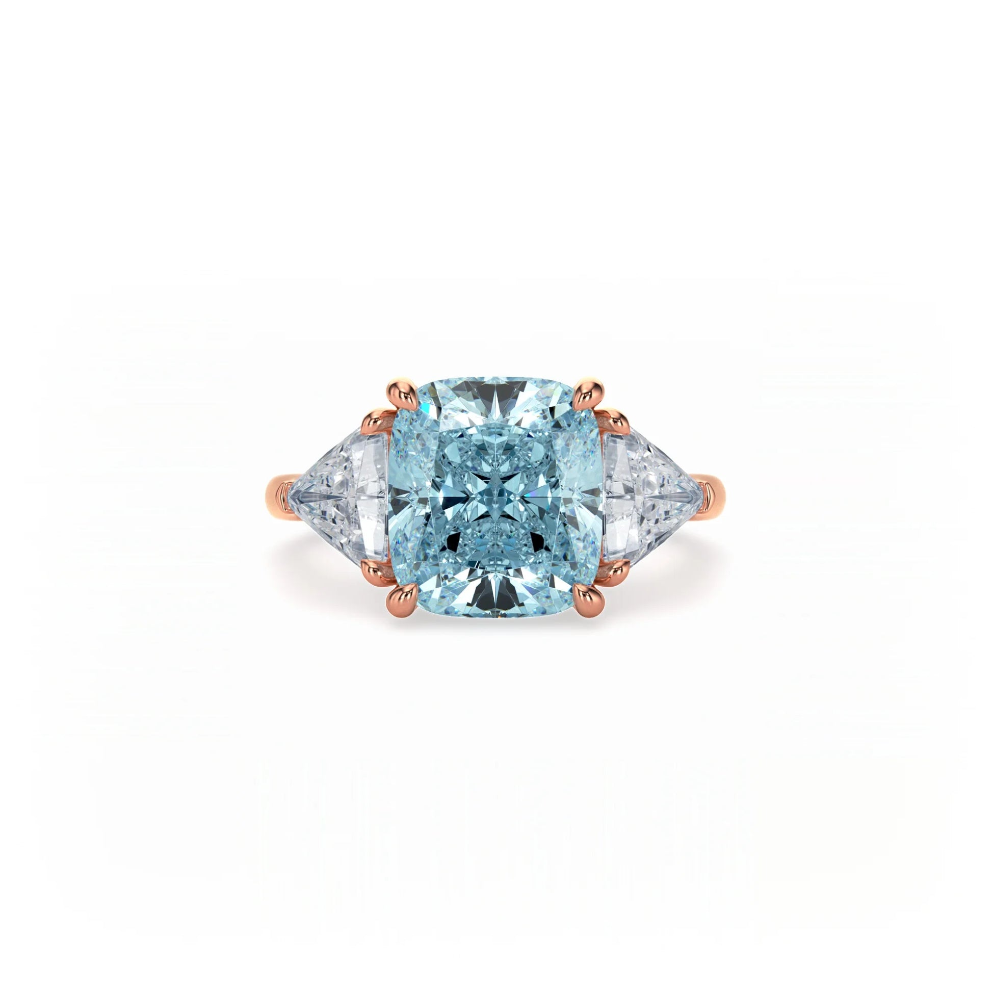 Aura Trilogy Cushion Ring Blue Diamond