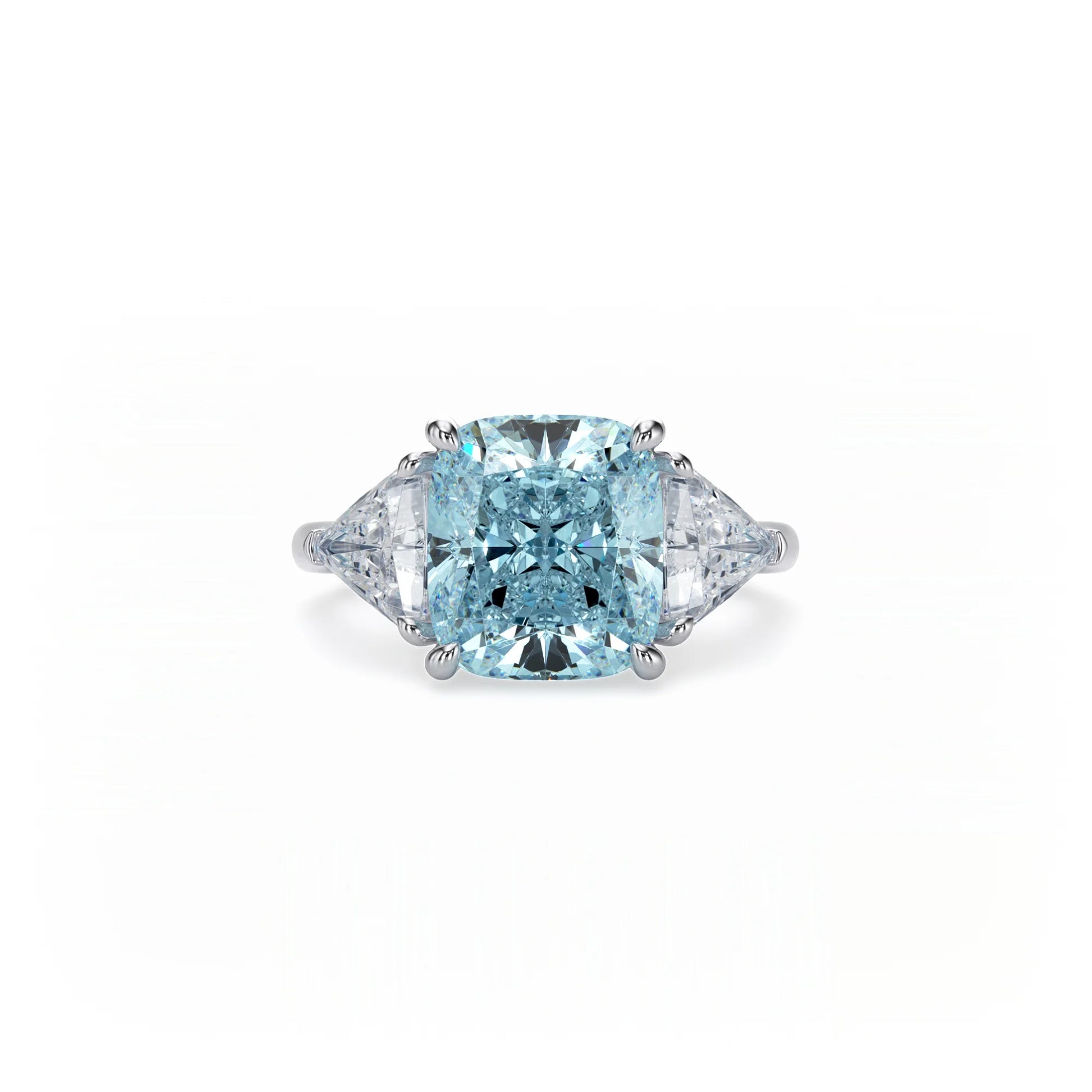Aura Trilogy Cushion Ring Blue Diamond