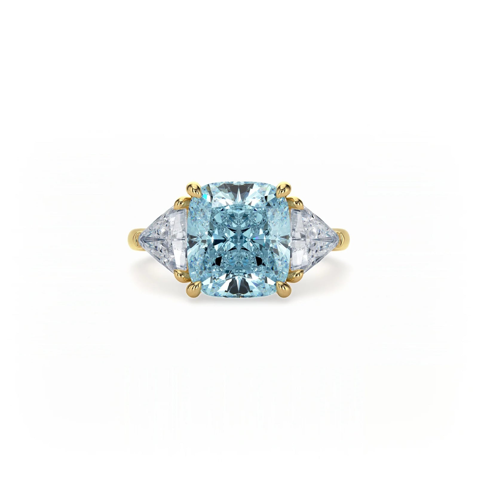 Aura Trilogy Cushion Ring Blue Diamond