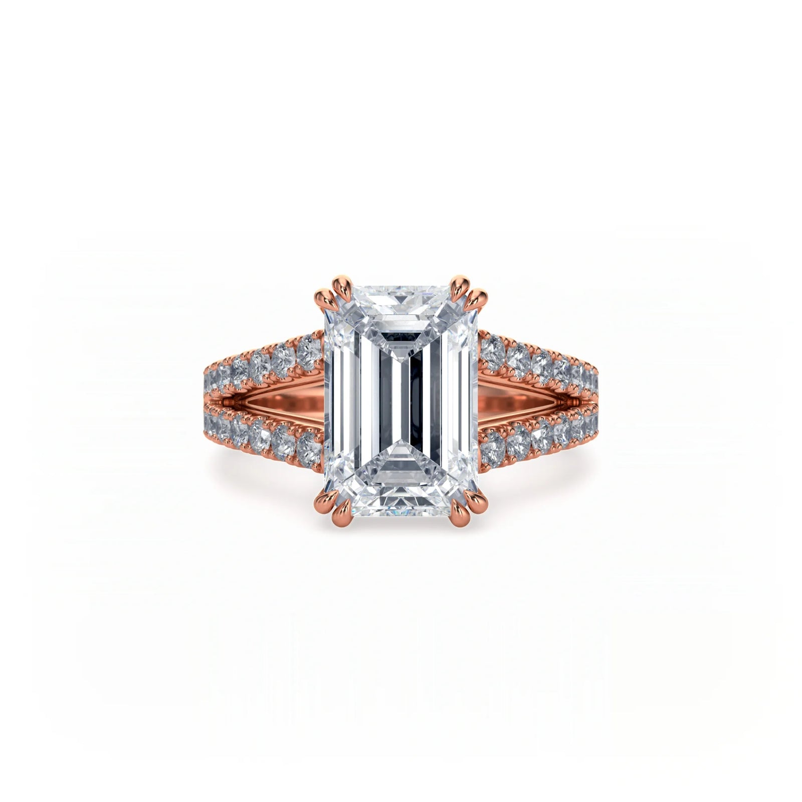 Bonded Emerald Cut Split Pavé Ring
