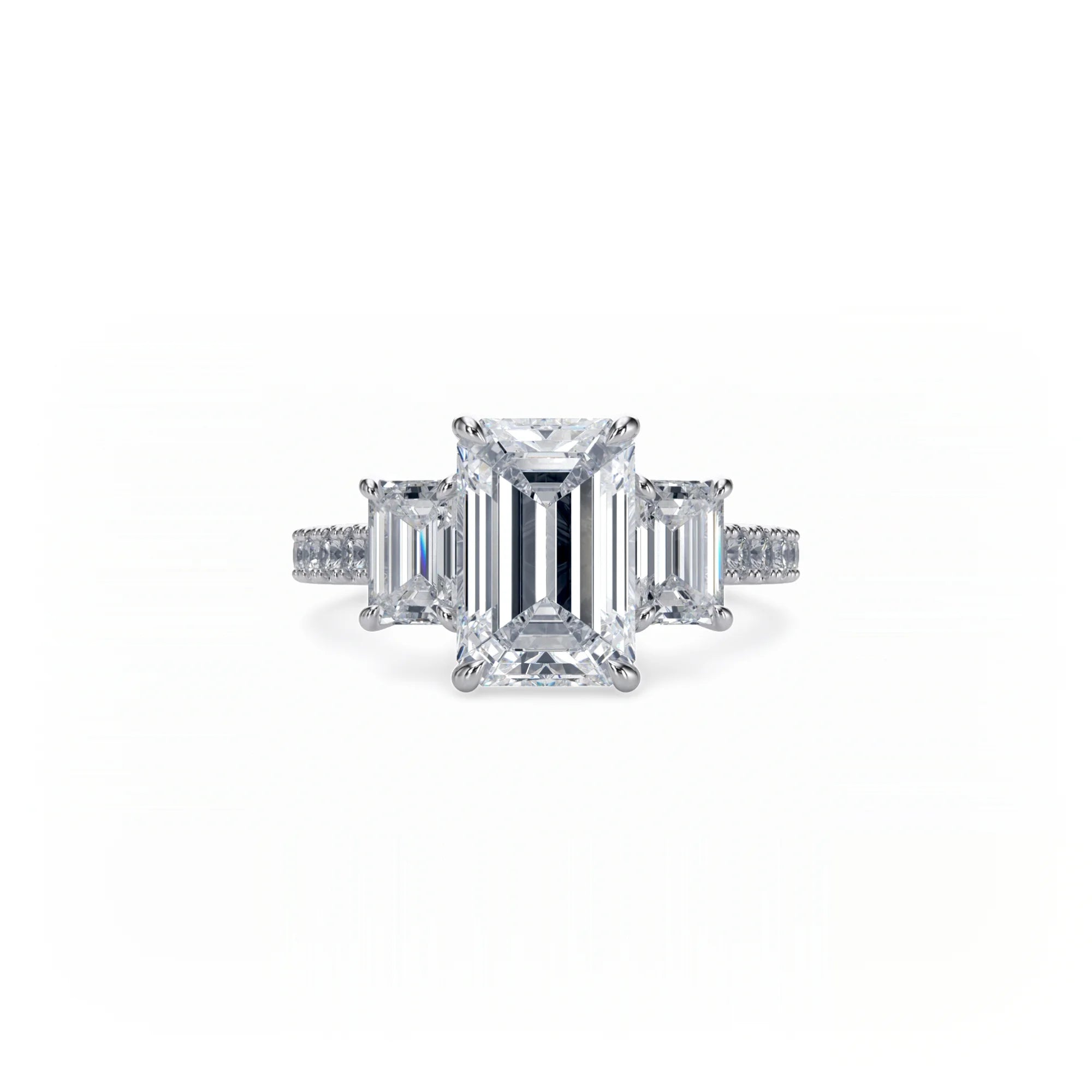 Bonded Trilogy Emerald Cut Pavé Ring
