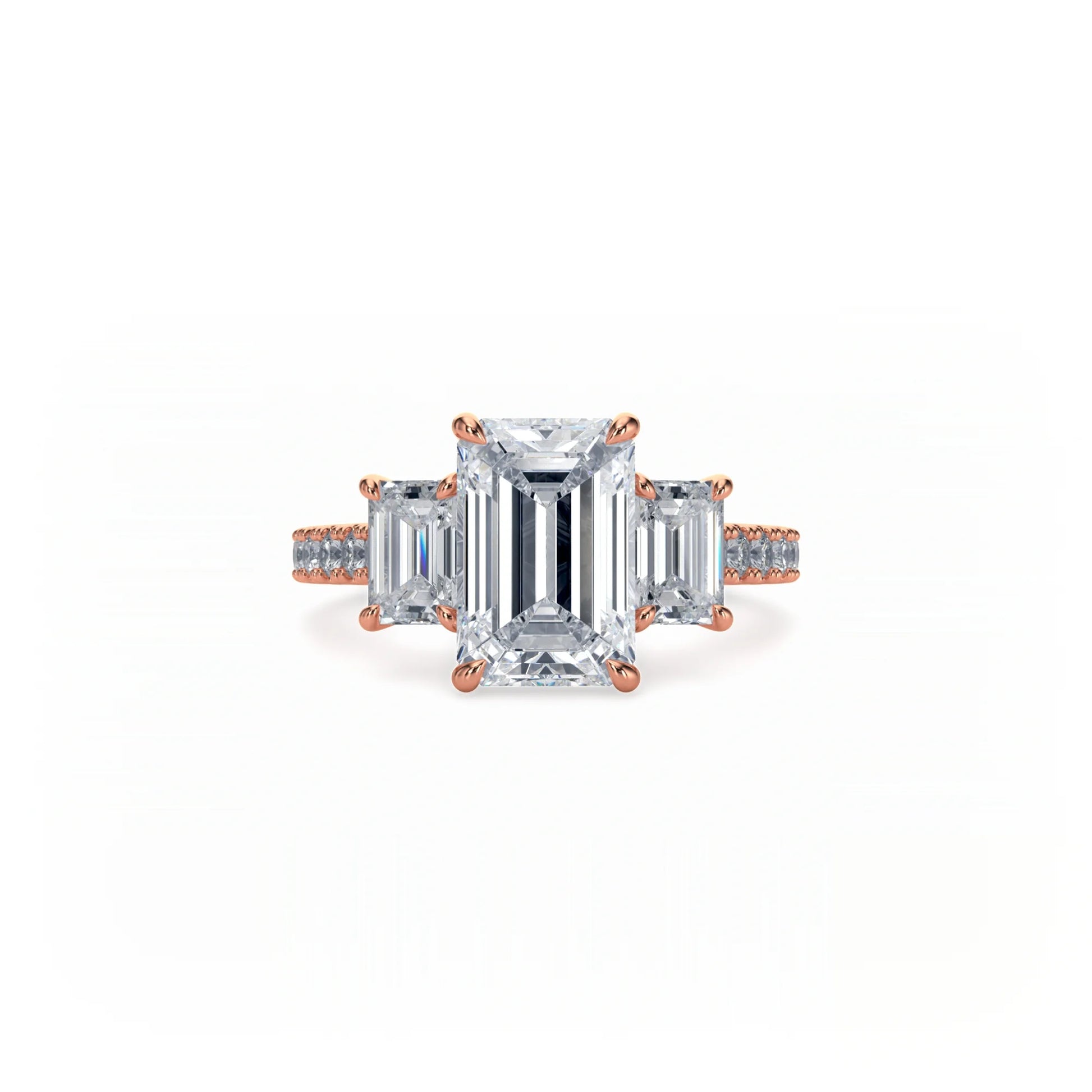 Bonded Trilogy Emerald Cut Pavé Ring