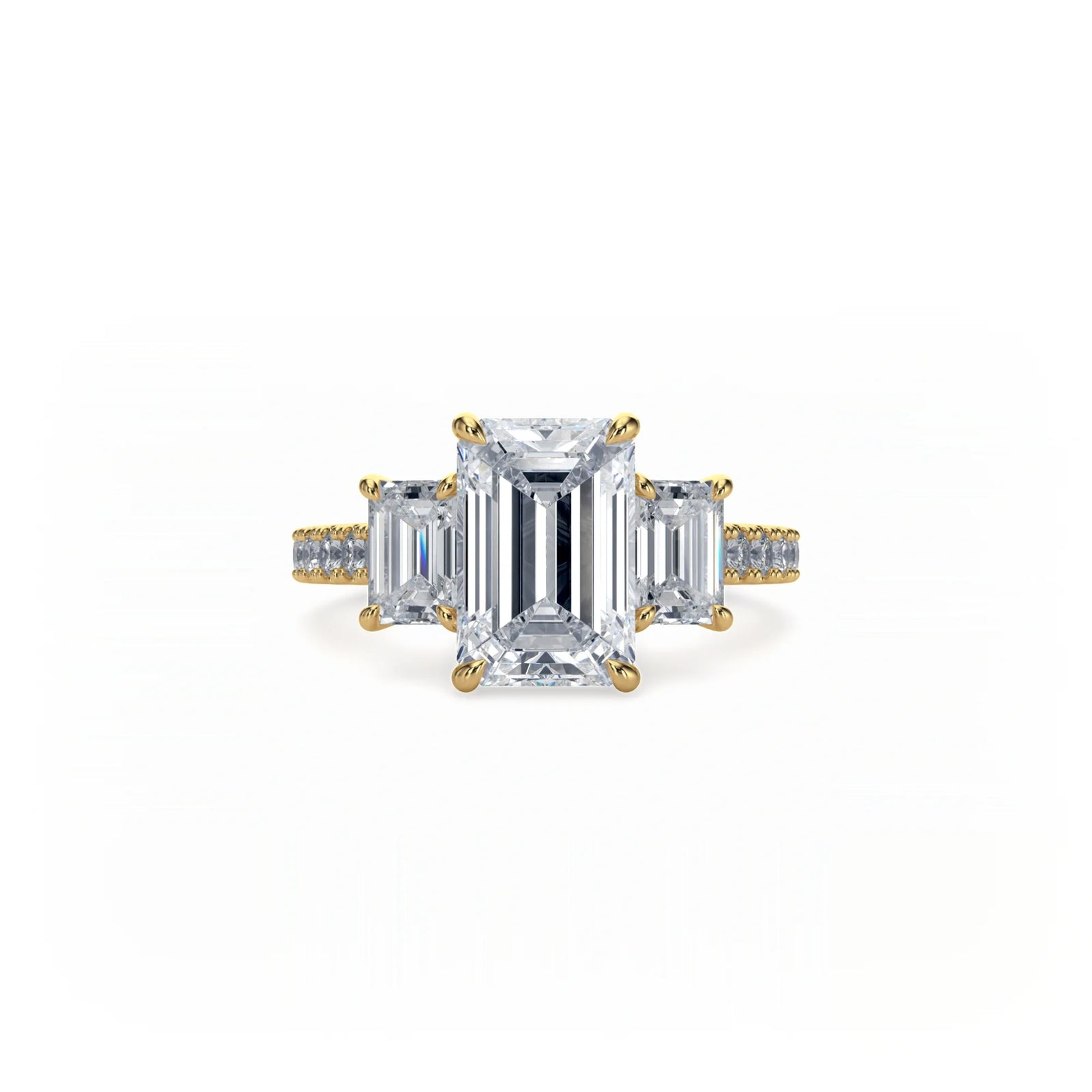 Bonded Trilogy Emerald Cut Pavé Ring