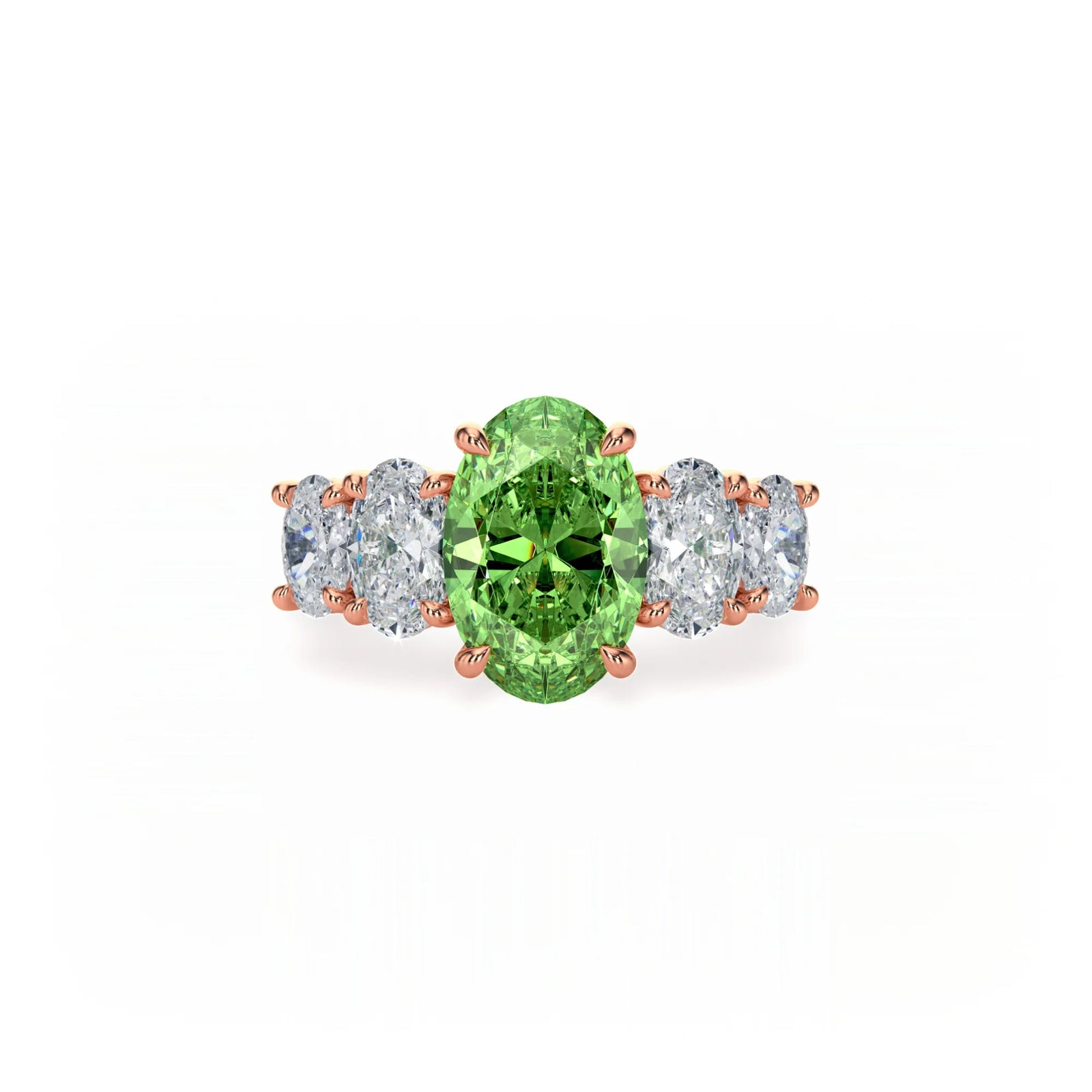 Aura Five Stone Ring Green Diamond